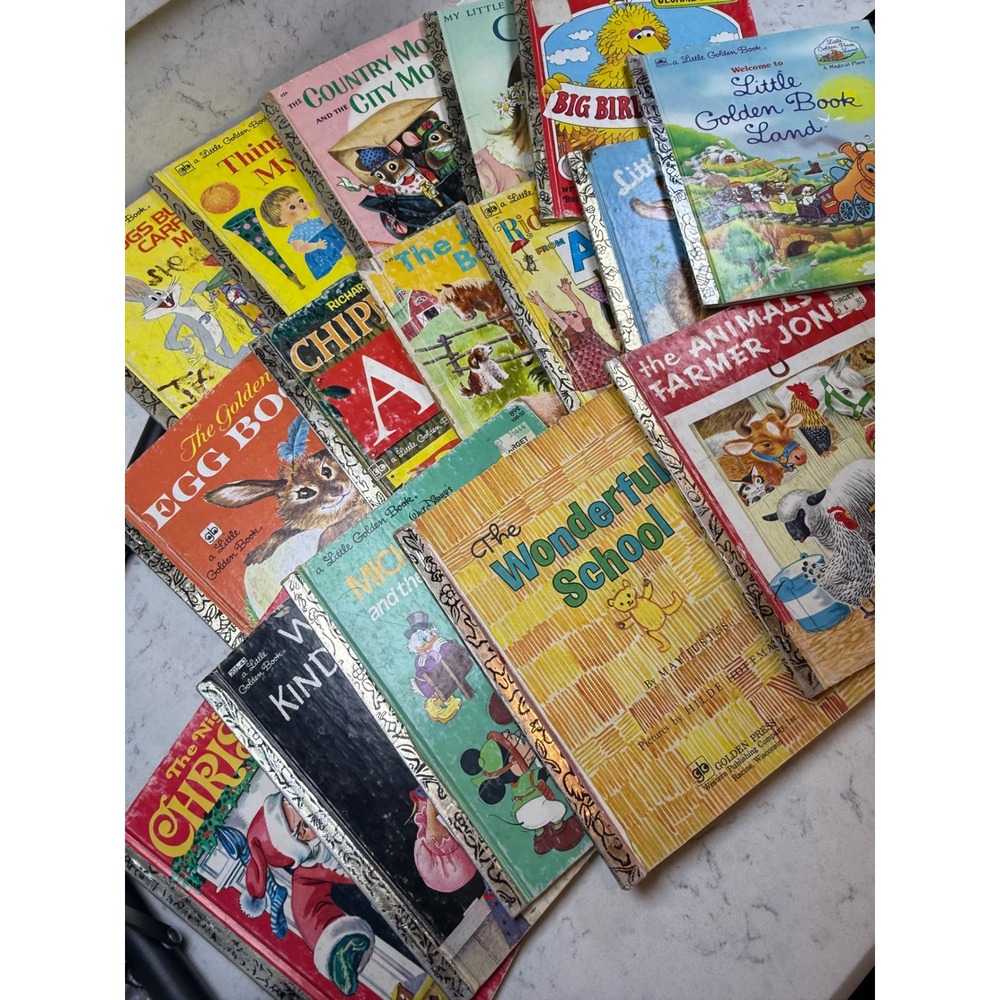 Vintage Little Golden Books Lot of 15 Sesame Street Disney Mickey Mouse 70s 80s